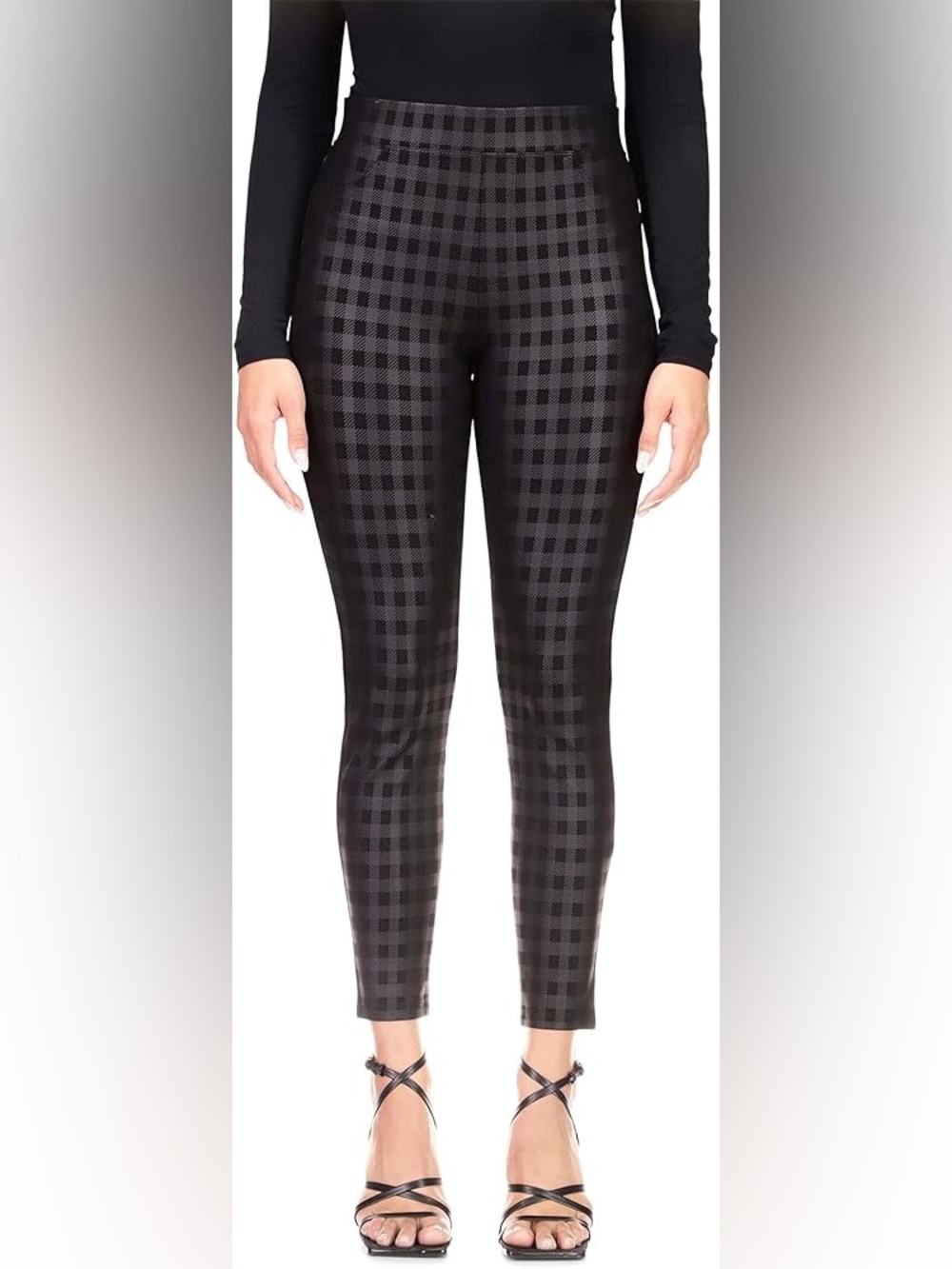 Anthropologie Sanctuary Runway Black Plaid High Ruse Trouser Leggings NWT - Picture 2 of 11